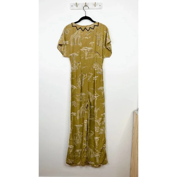 & OTHER STORIES safari print tan white jumpsuit size 0 - Picture 3 of 8